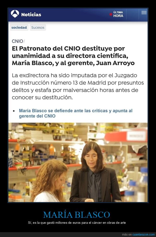 maría blasco,destituir,cnio,cáncer