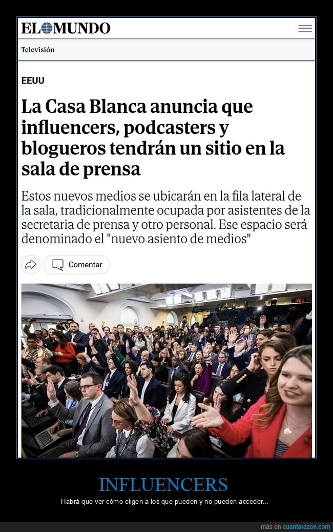 casa blanca,influencers,podcasters,blogueros,sala de prensa
