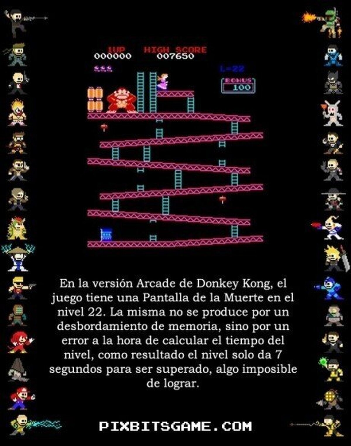PANTALLA DE LA MUERTE - También presente en el Arcade de Donkey Kong, al nivel 22