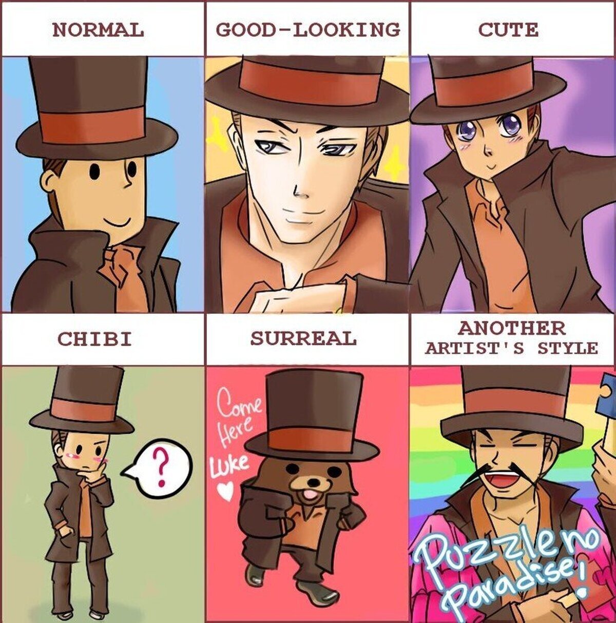 Layton con distintos aspectos, ¿con cuál te quedas?