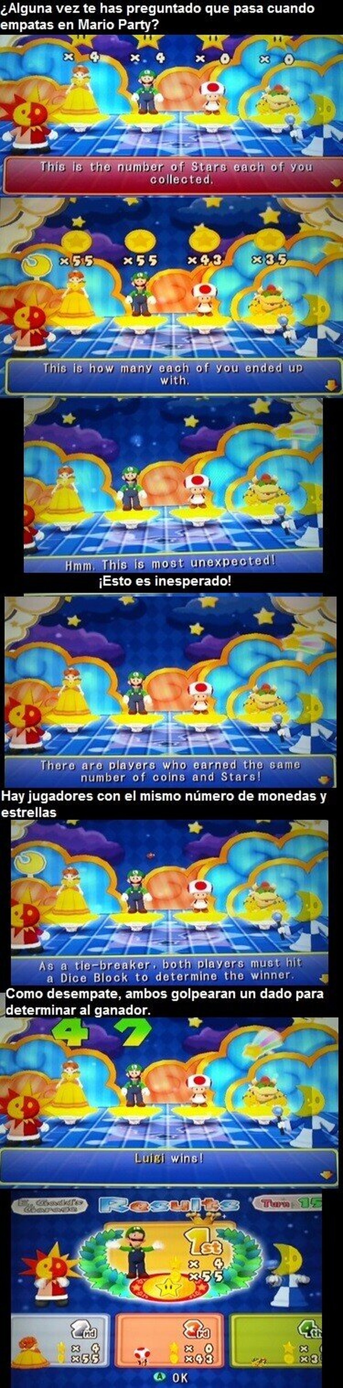 ¿Qué pasa cuando empatas en Mario Party 6?