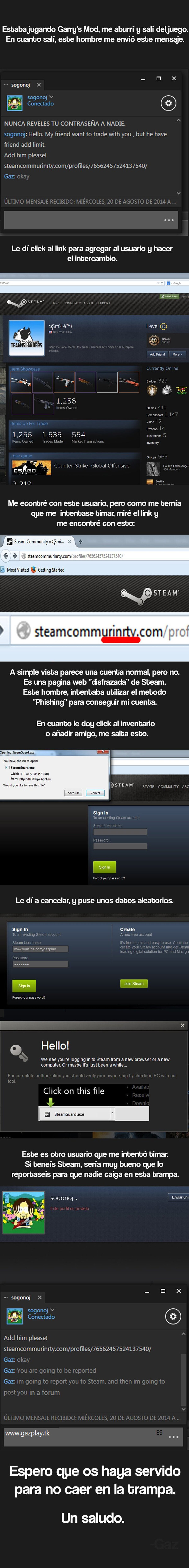M&aacute;s timadores en Steam (Reportad a este hombre si pod&eacute;is)