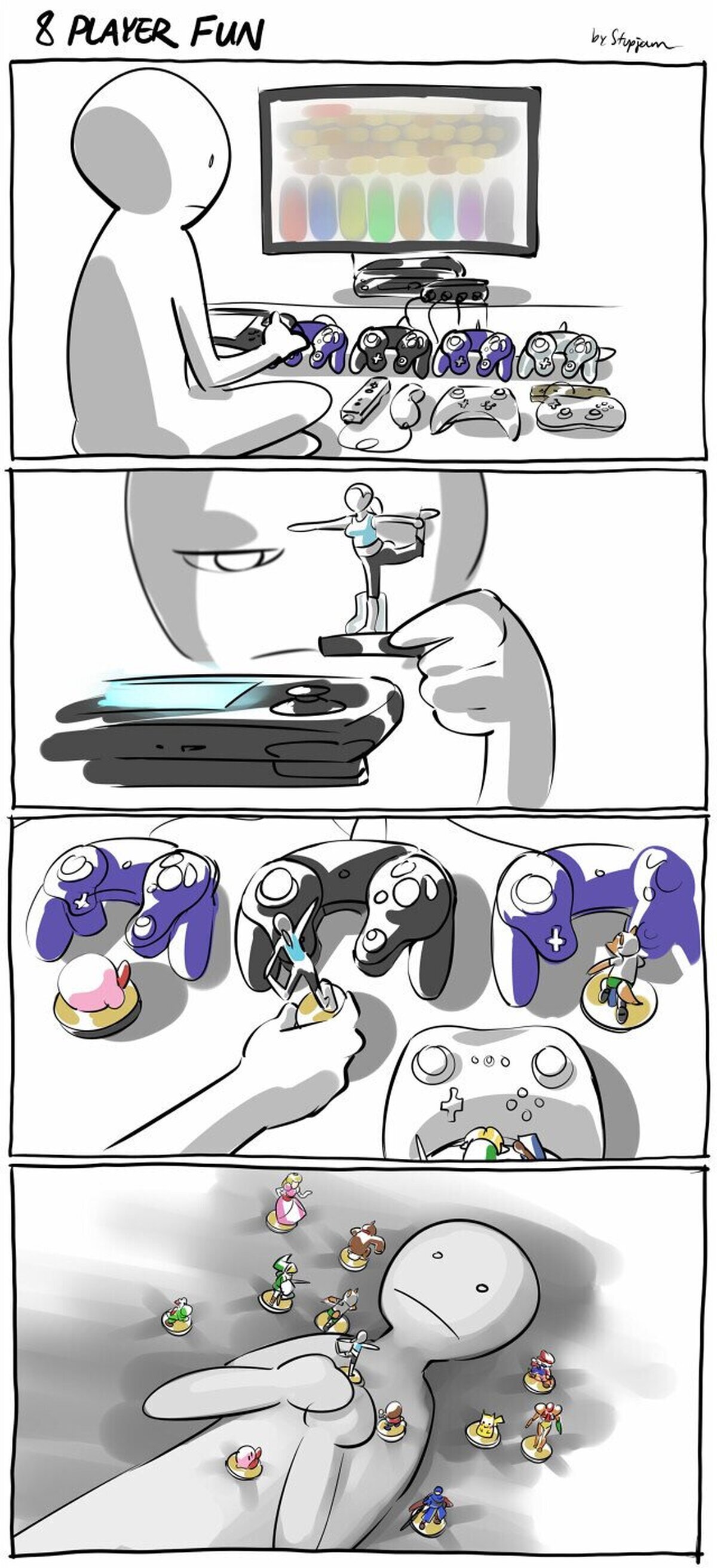 Así voy a estar yo en el modo de 8 jugadores del Smash