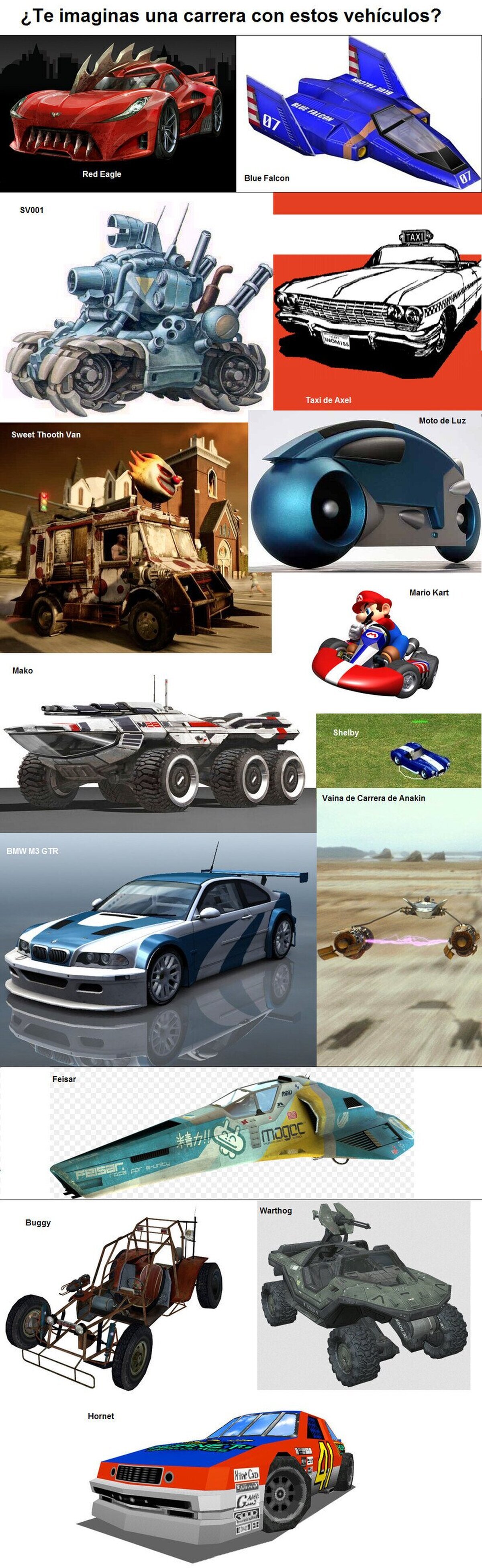 Si se hiciera un ''Smash'' de coches, estos serían mis candidatos, ¿me dejo alguno?