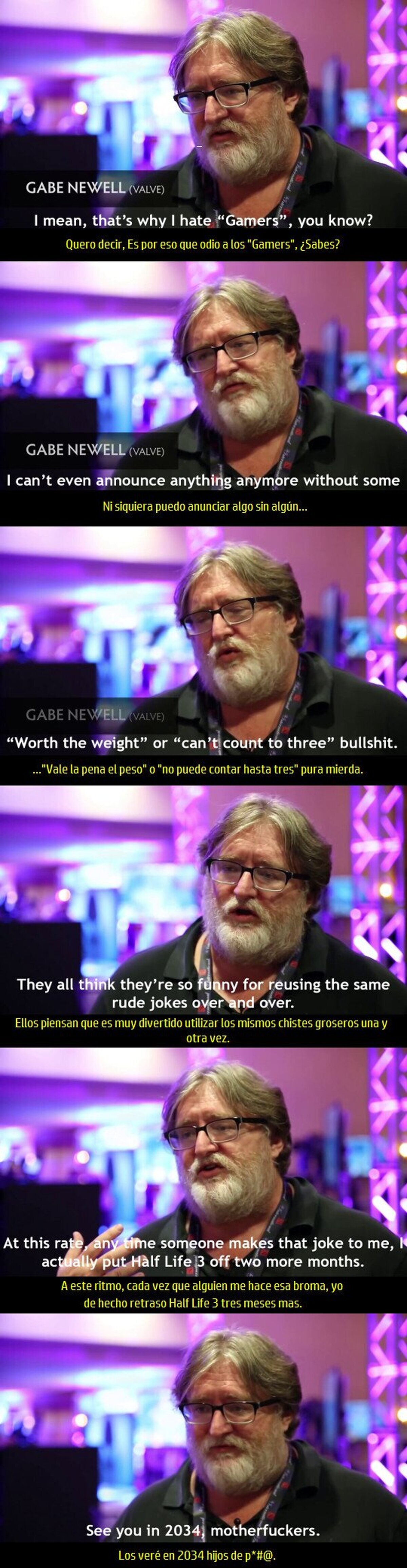 A Gabe Newell ya lo tienen hasta los...