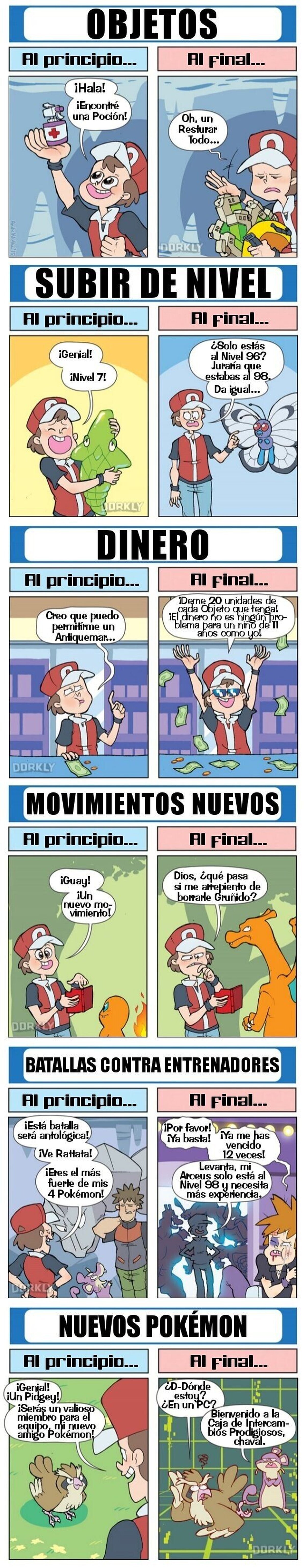 Cómo jugamos antes y después en Pokémon...