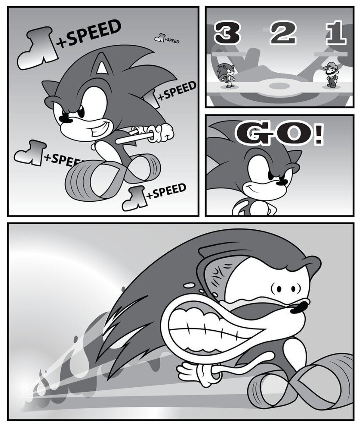 Cuando te pasas de potenciadores de velocidad en Smash con Sonic