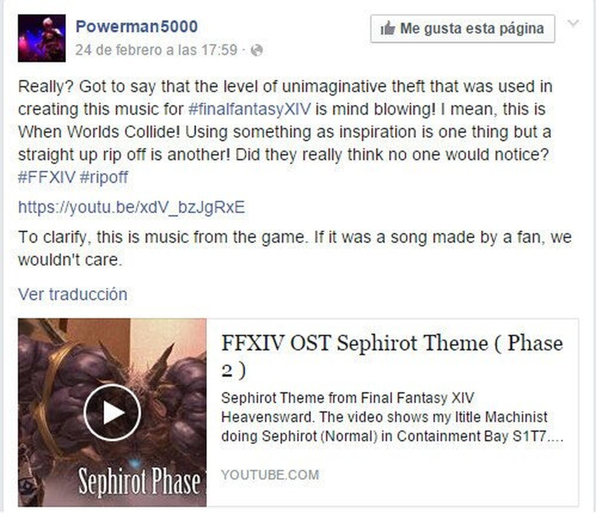 La banda Powerman 5000 afirma que Final Fantasy XIV les ha plagiado una canción