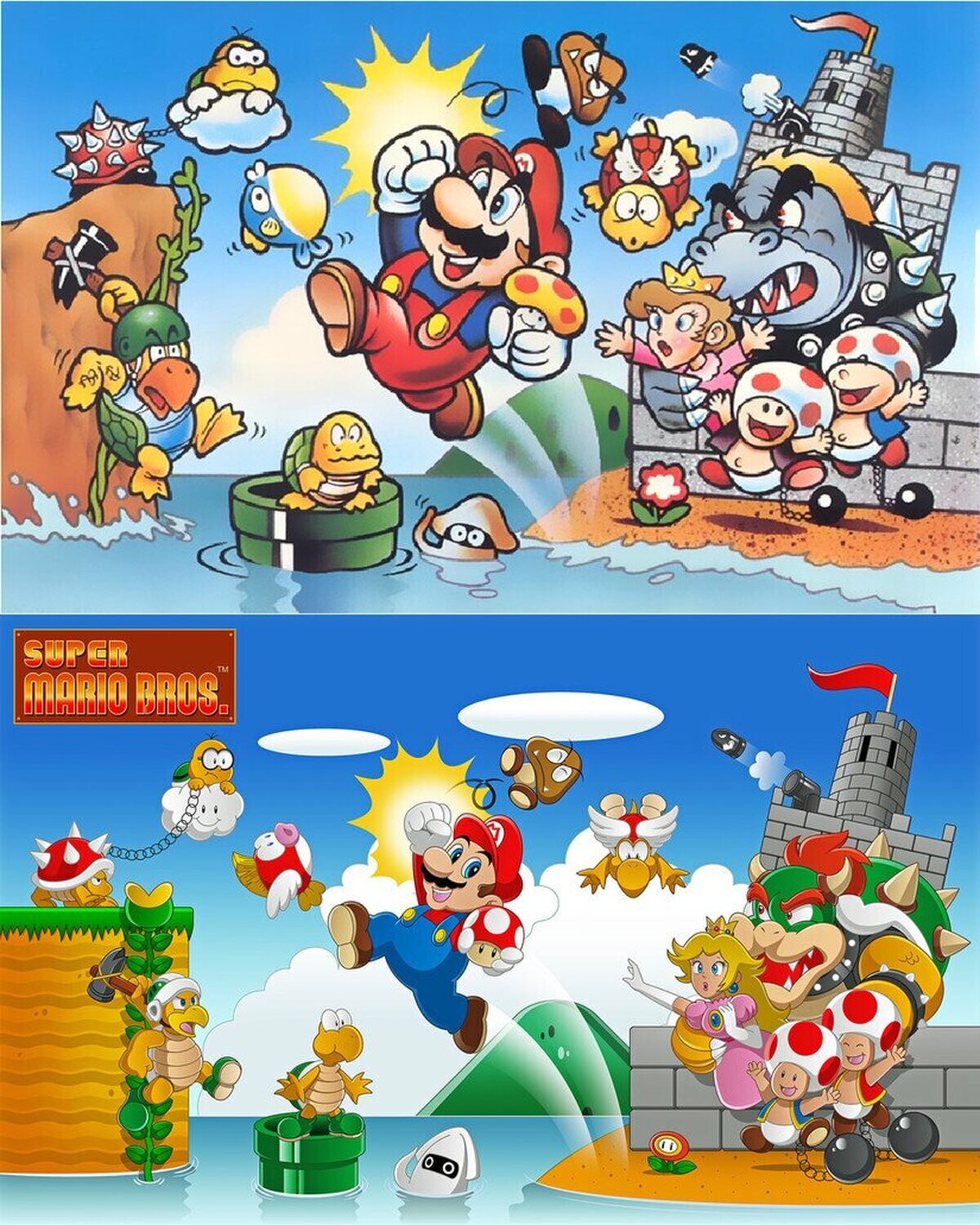 Si el artwork del primer Super Mario Bros fuese rehecho en la actualidad