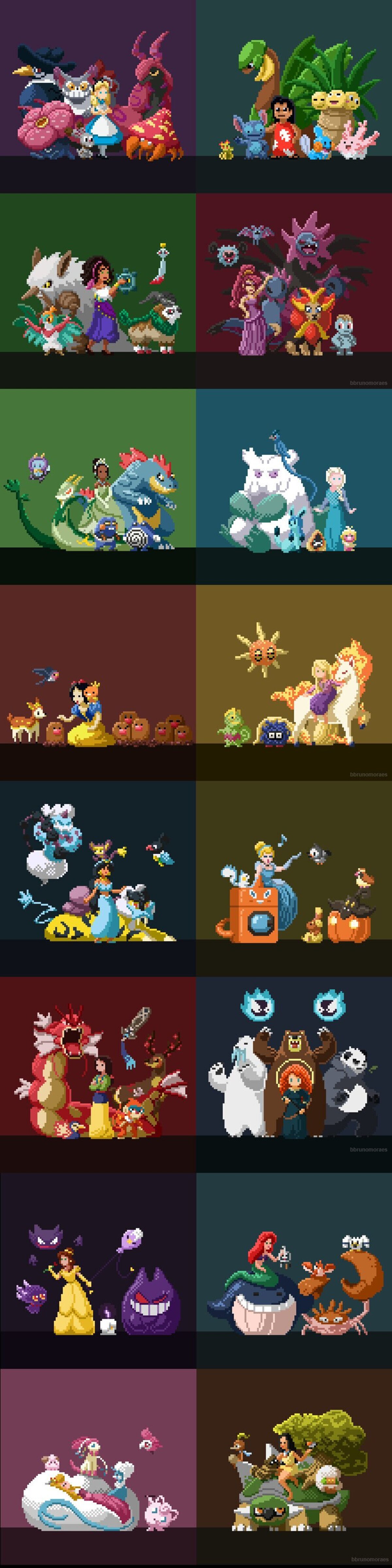 Las princesas Disney y sus pokémon.