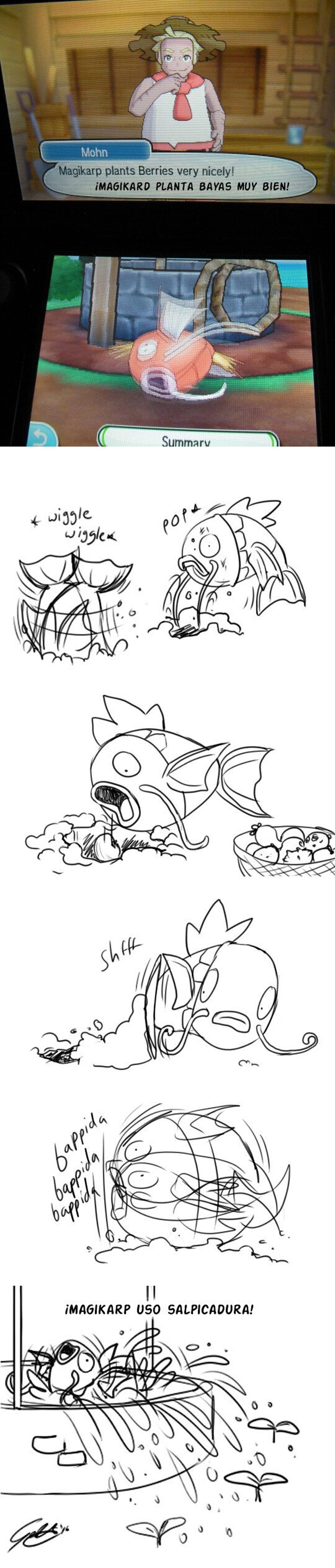 Magikarp está hecho todo un jardinero, por Scribghetti Juntion
