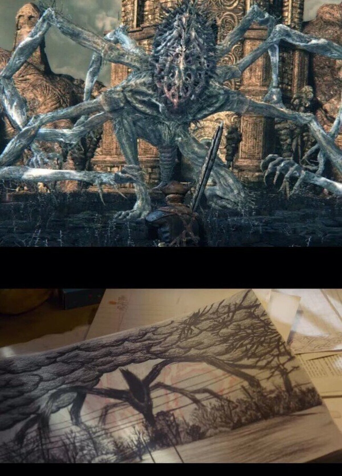 Gran parecido entre monstruo de Stranger Things y Amygdala de Bloodborne