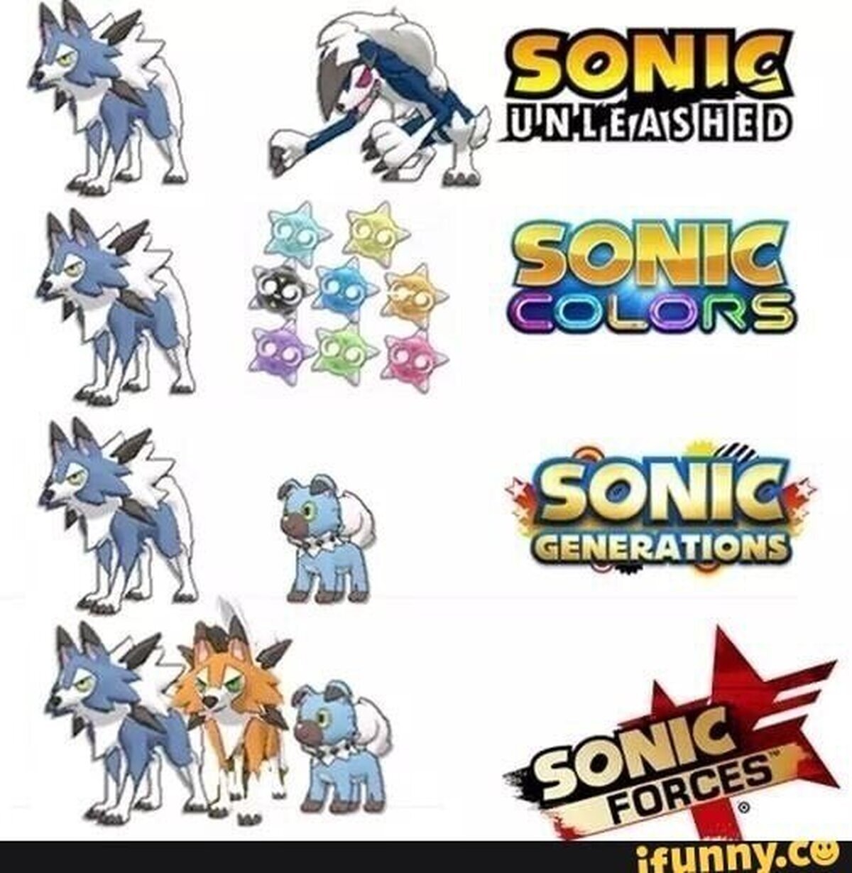 Sonic moderno con Lycanroc como ejemplo