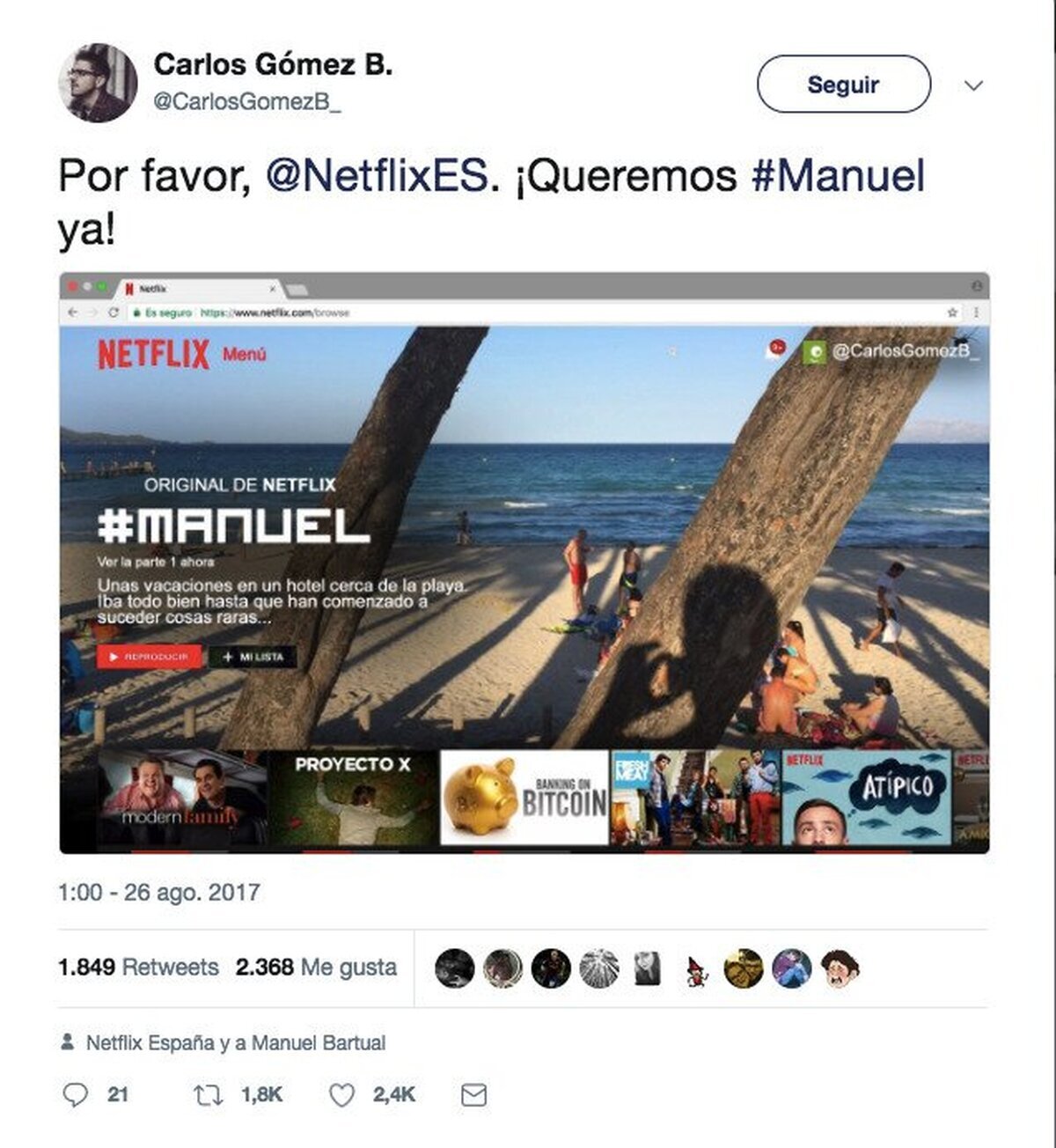 Netflix ha comprado los derechos de la Historia de Manuel,