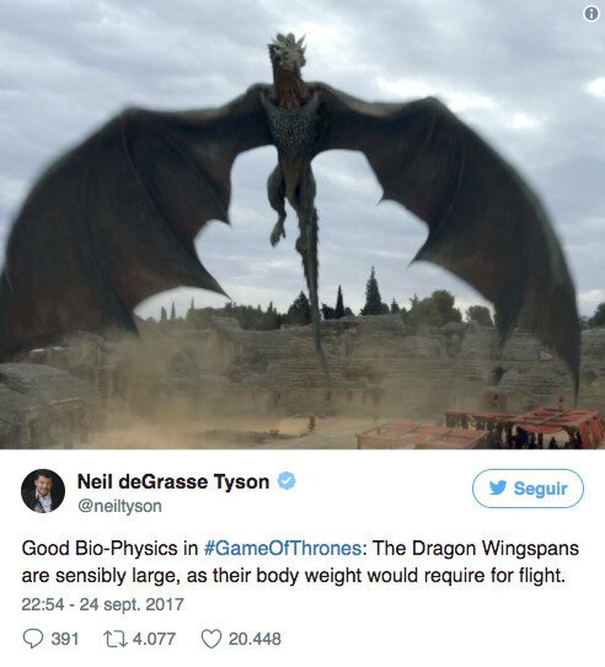 Neil DeGrasse Tyson explica científicamente los dragones de Juego de Tronos