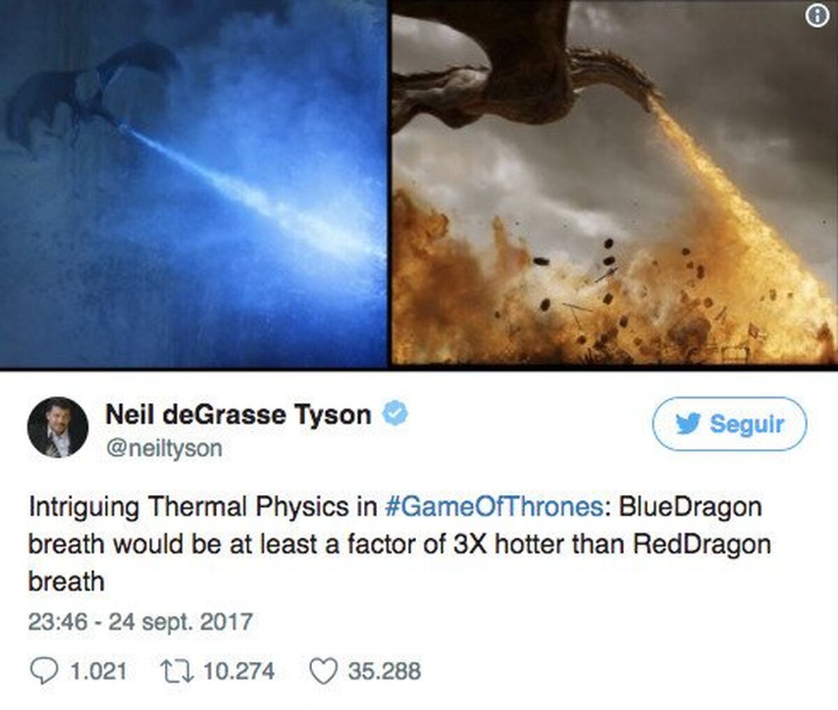 Neil DeGrasse Tyson explica científicamente los dragones de Juego de Tronos