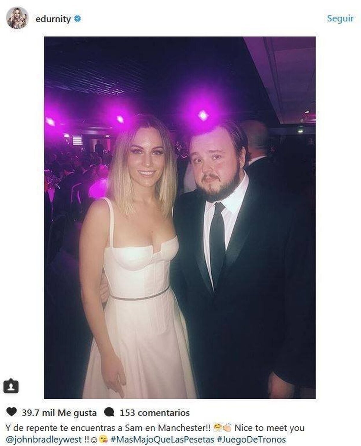 Ni Edurne puede evitar hacerse una foto con Sam