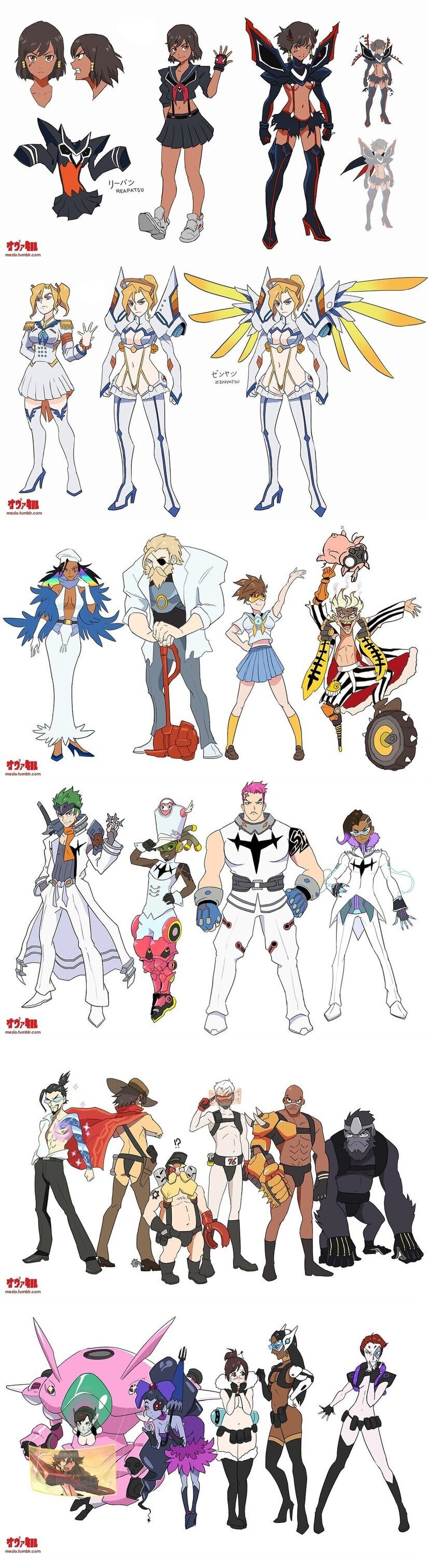 GALERÍA: Así serían los protas de Overwatch si estuviesen en Kill la Kill.
