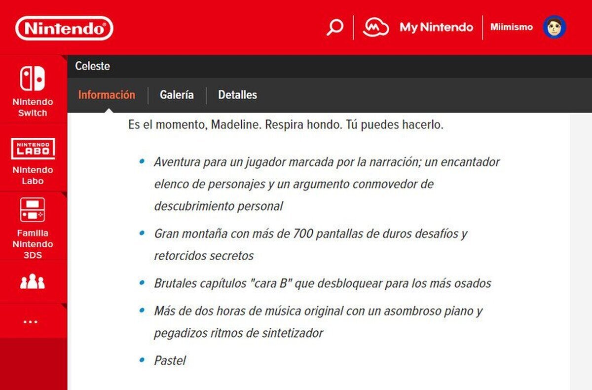 ¿Razones para comprar Celese?, pues en este juego el pastel no es una mentira. 