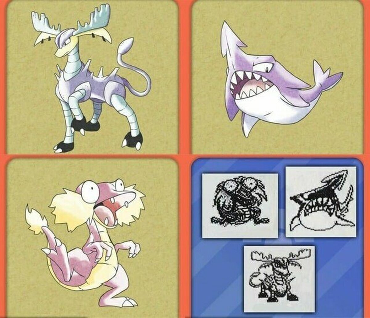 3 Pokémon de la primera generación dibujados con el estilo de Ken Sugimori