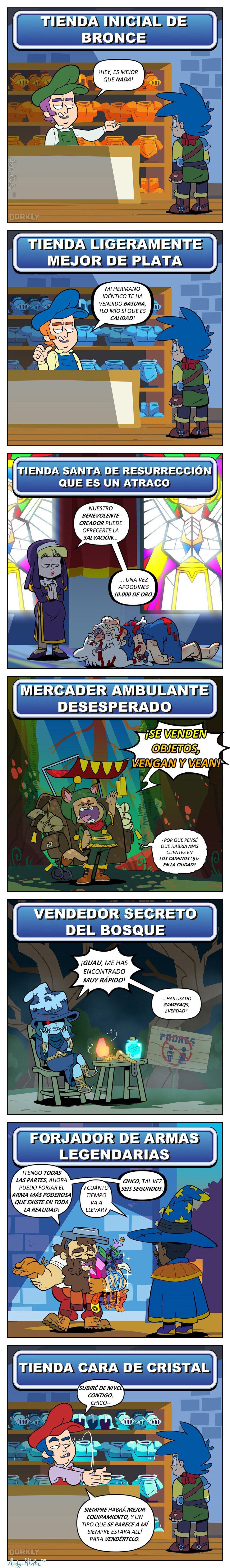 Las 7 tiendas que siempre visitarás en tu viaje en cualquier rpg. Por Andy Kluthe