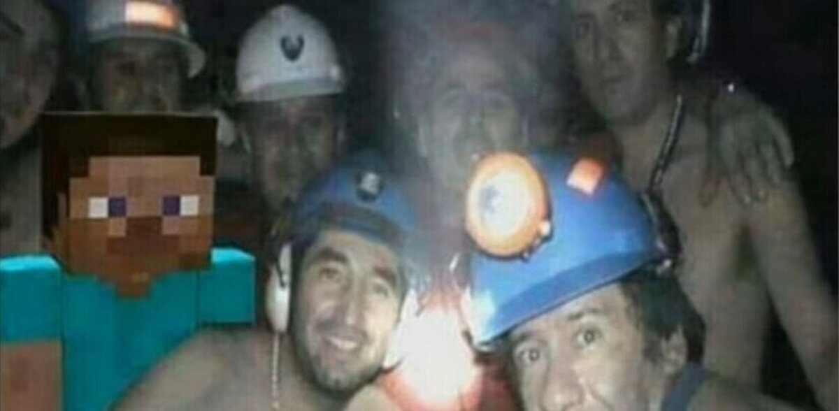 Cuando estás buscando diamantes pero llegan unos mineros de la vida real a tu cueva