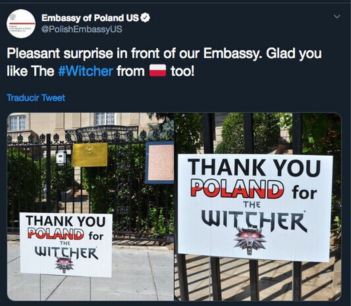 La embajada de Polonia recibe muestras de agradecimiento por The Witcher 