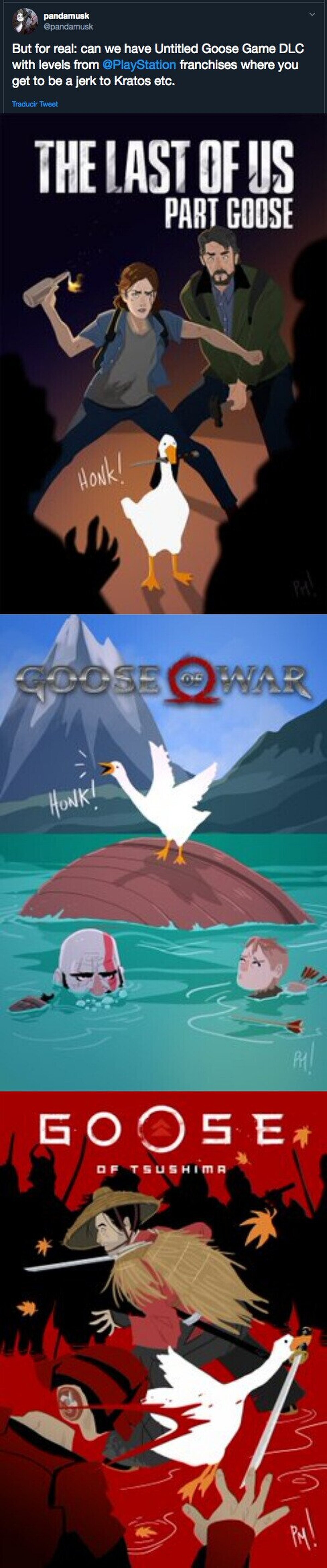 Ojalá DLC para el juego del ganso en Playstation 4 interactuando con algunas de sus franquicias. Por