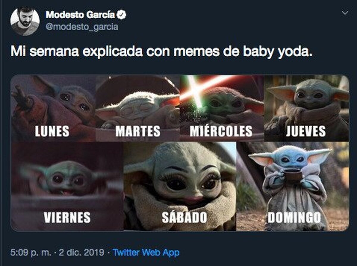 La semana explicada con memes de Baby Yoda