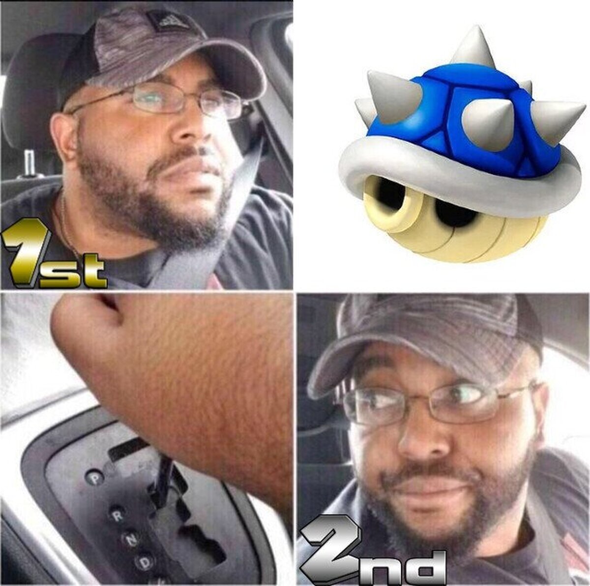 Cuando vas primero y te tiran un caparazón azul 