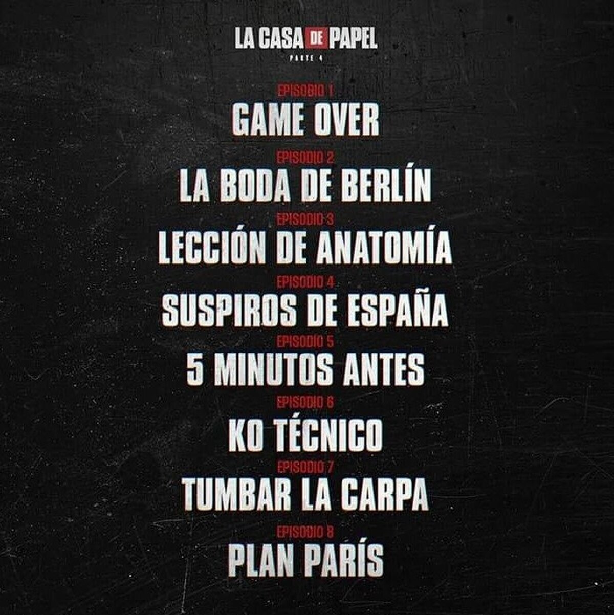 El título de los capítulos de la nueva temporada de La Casa de Papel