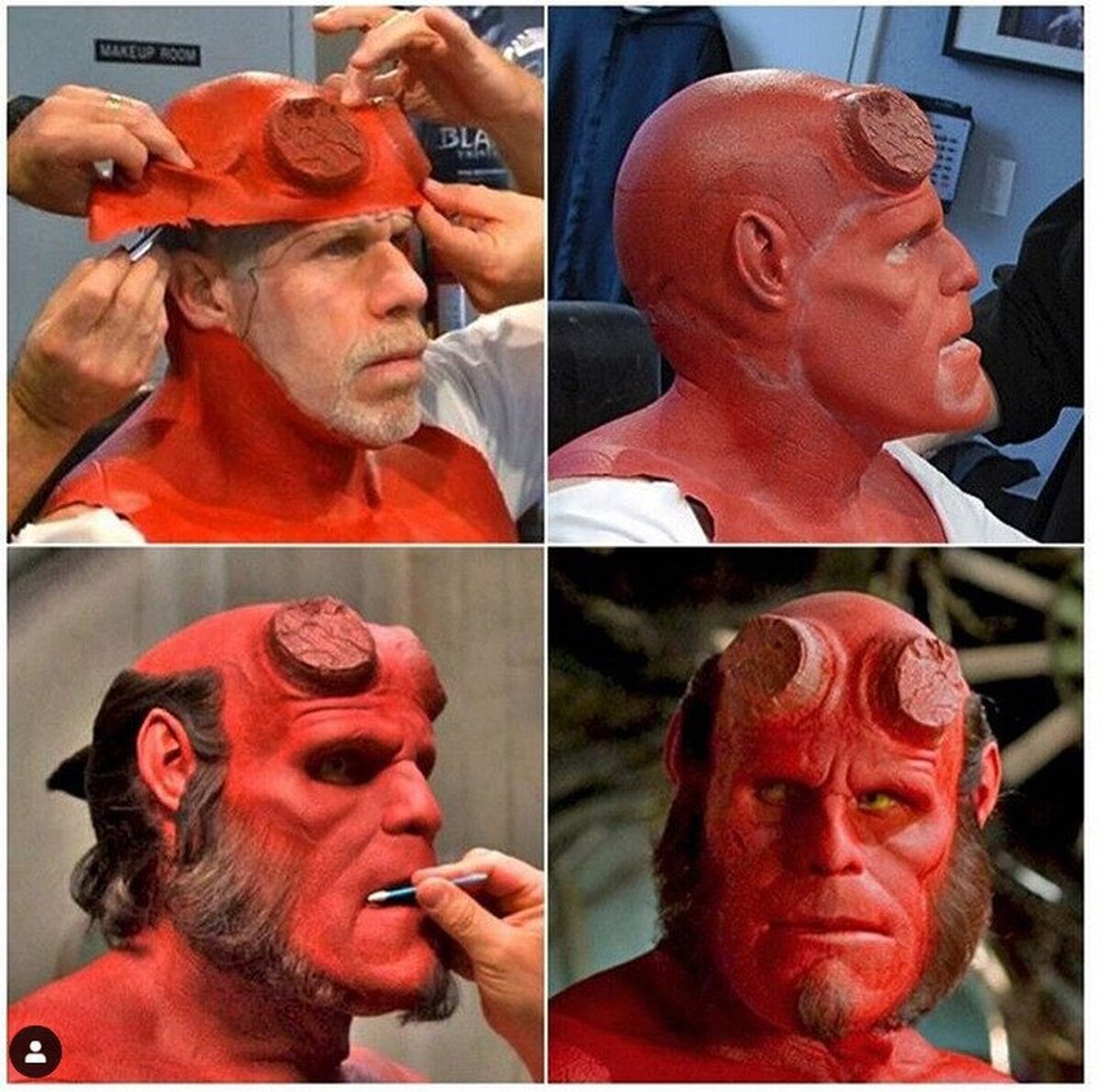 Ron Pearlman maquillándose para Hellboy