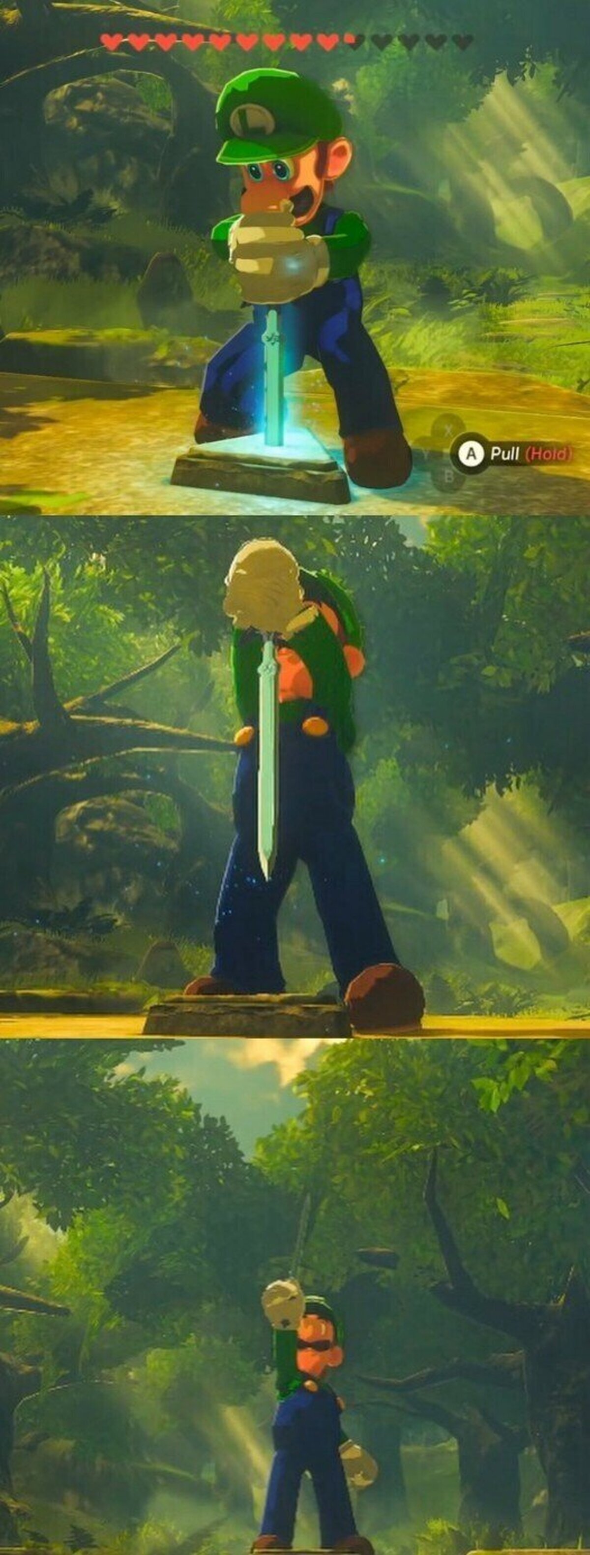 Finalmente, Luigi consigui&oacute; la espada maestra haciendo lo que mejor sabe hacer: NADA