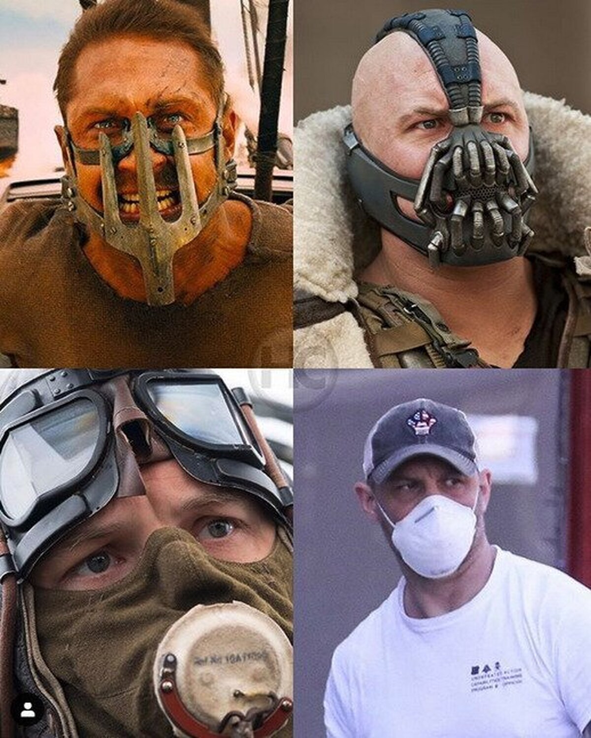Tom Hardy es el más acostumbrado a llevar mascarilla