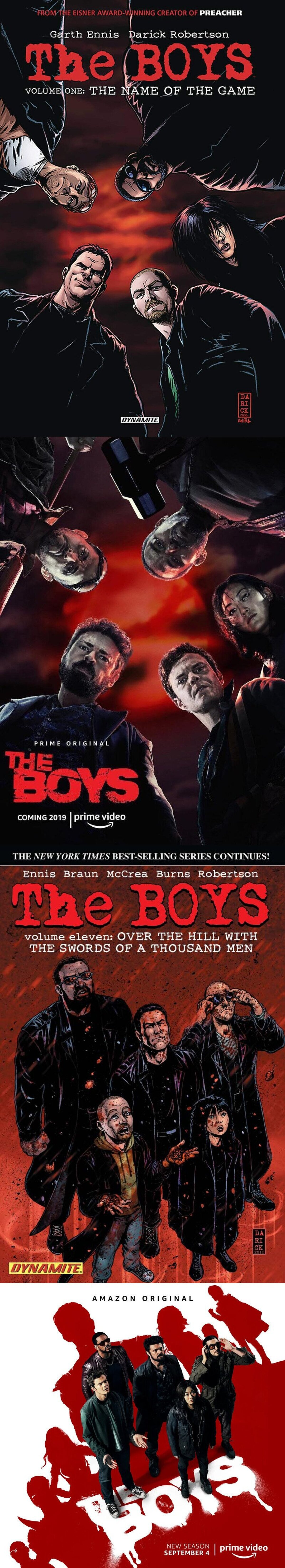 Amo que los posters de la serie de The Boys sean recreaciones de las tapas de sus cómic