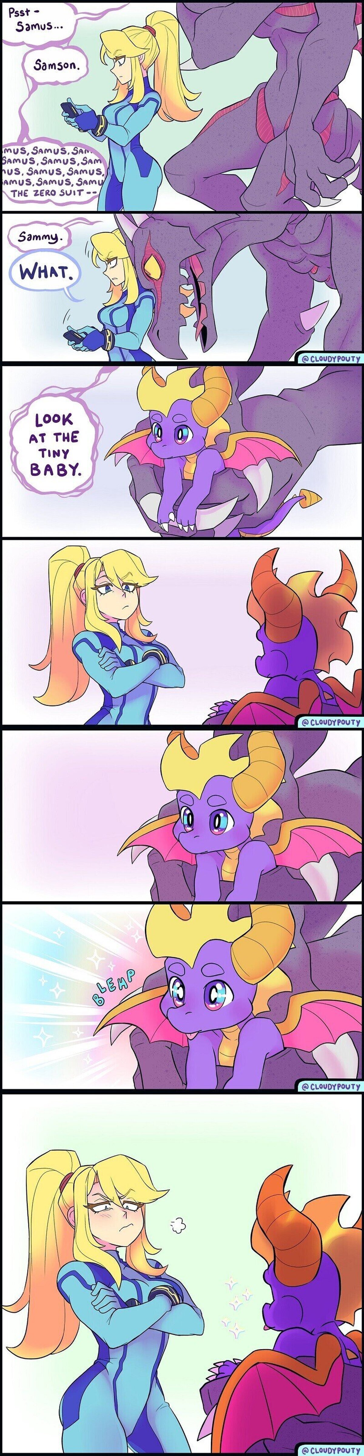 Mira a este pequeño bebe samus. Por Cloudypouty