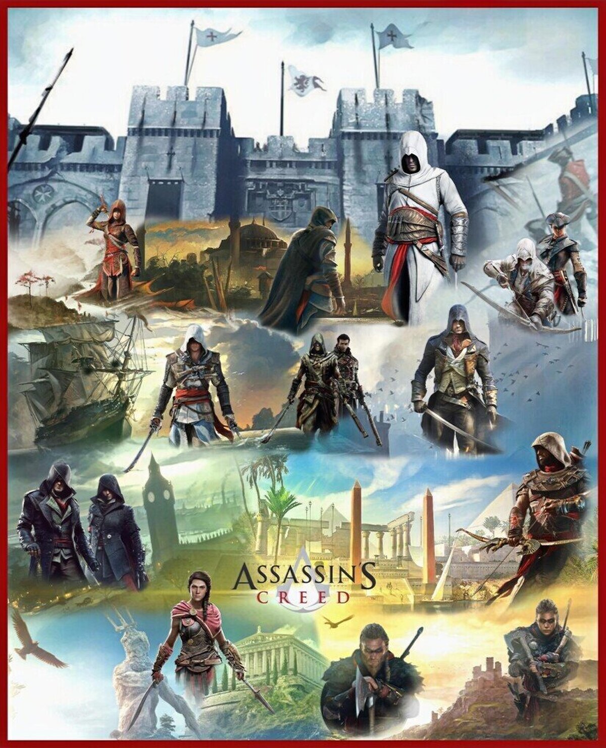 Una imagen que resumen la saga Assassin's Creed. Por WolverineKuzuri93