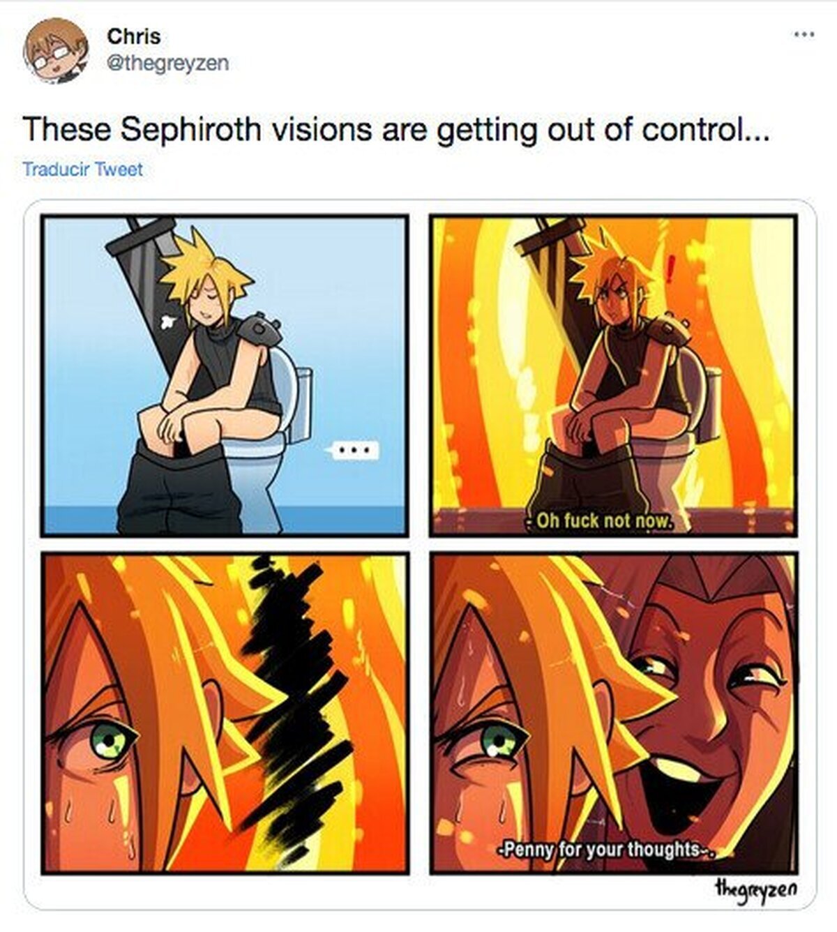 Las visiones de Sephiroth están fuera de control. Por Thegreyzen
