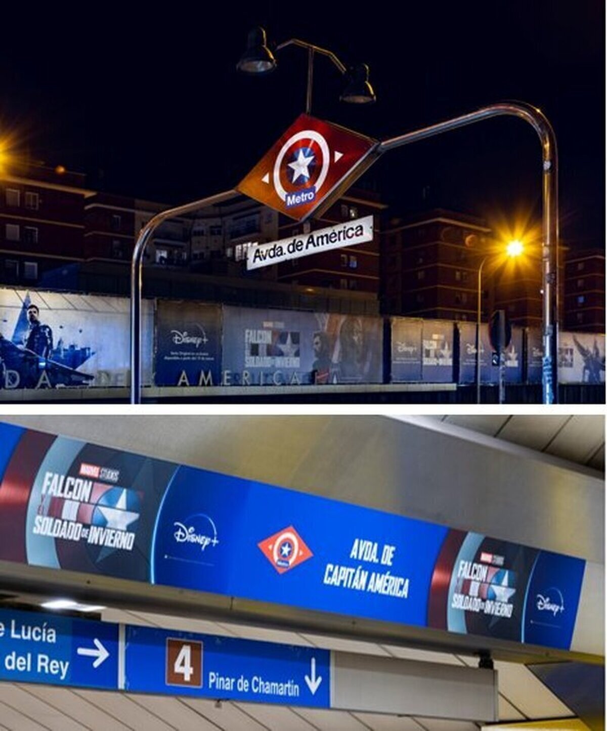 La estación de Metro de Madrid de Avenida América se convierte en Avenida del Capitán América para promocionar Falcon y el Soldado de Invierno.