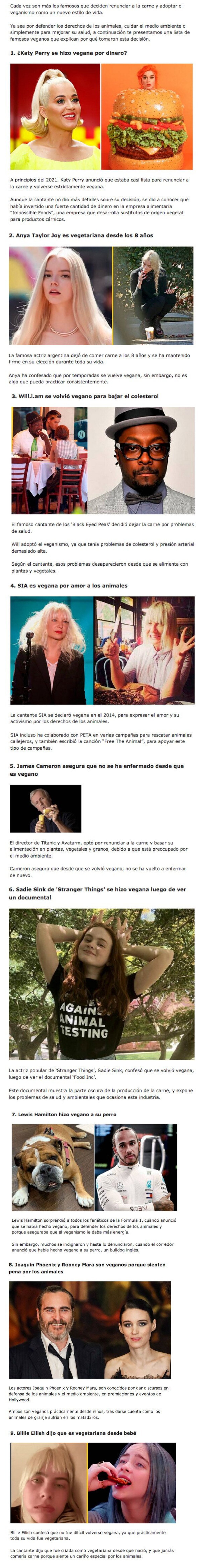 GALERÍA: 9 Famosos explican por qué que se volvieron VEGANOS