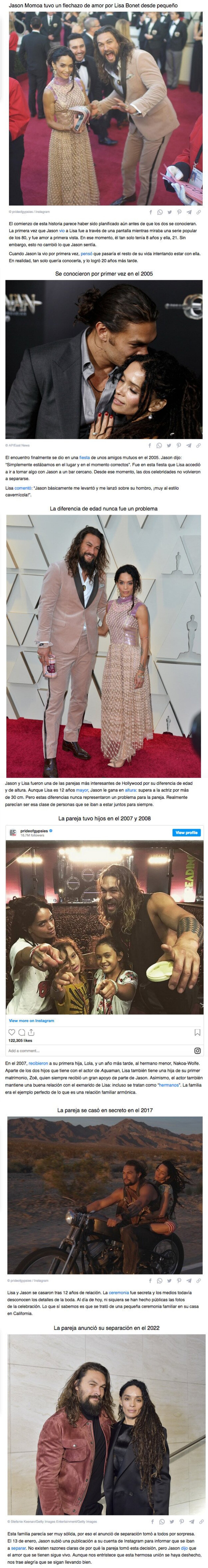 GALERÍA: La historia de amor de Lisa Bonet y Jason Momoa, que anunciaron su divorcio después de 16 años juntos