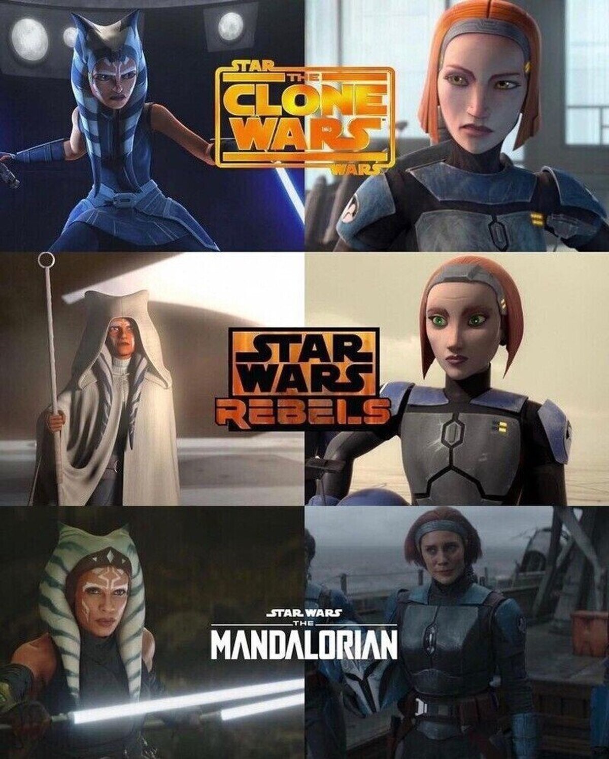 Ahsoka Tano y Bo-Katan desde #TheCloneWars y #StarWarsRebels hasta #TheMandalorian