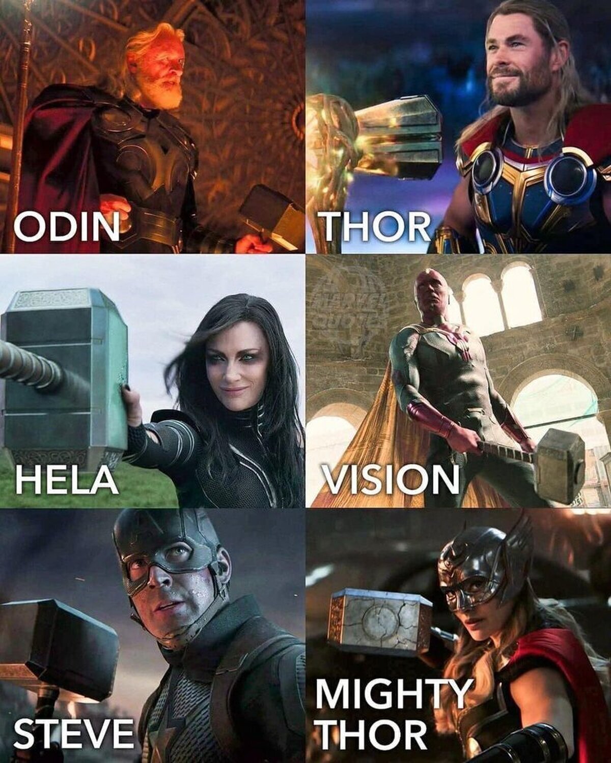 Todos los personajes del UCM que han logrado levantar el Mjölnir