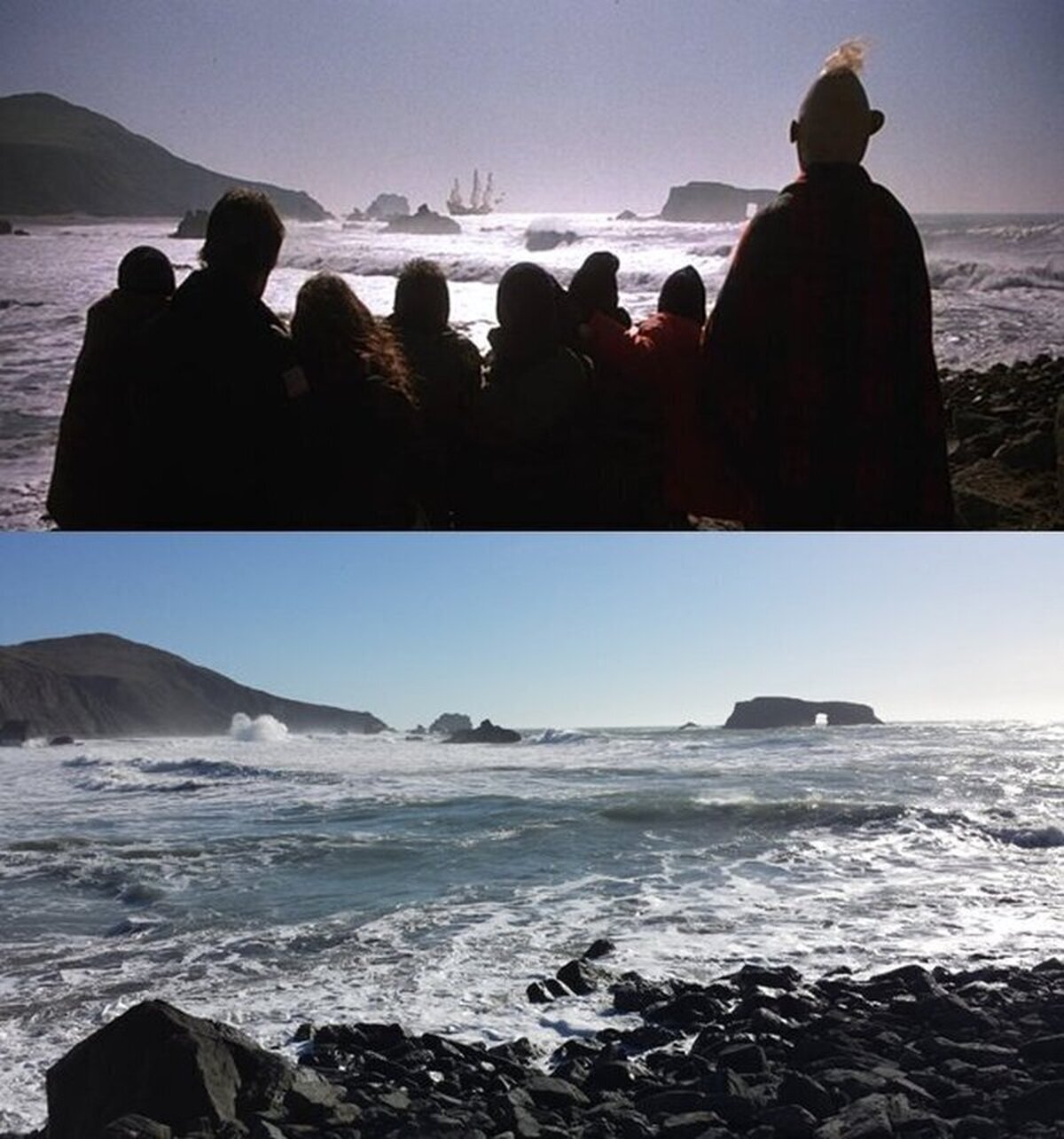 La playa de "Los Goonies" en 1985 y actualmente.  