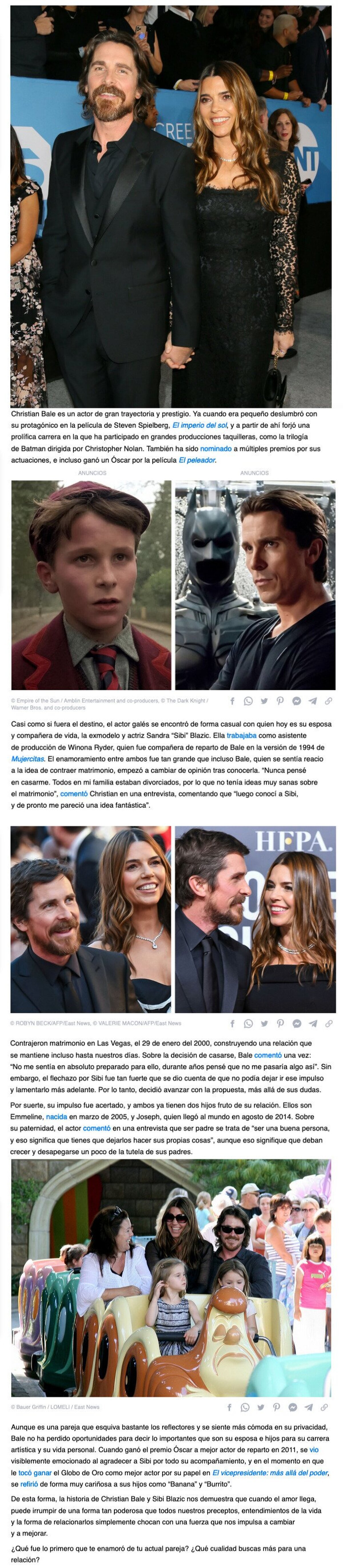 GALERÍA: La historia de Christian Bale y Sibi Blazic, que muestra que nuestra mirada del amor puede cambiar en cualquier momento