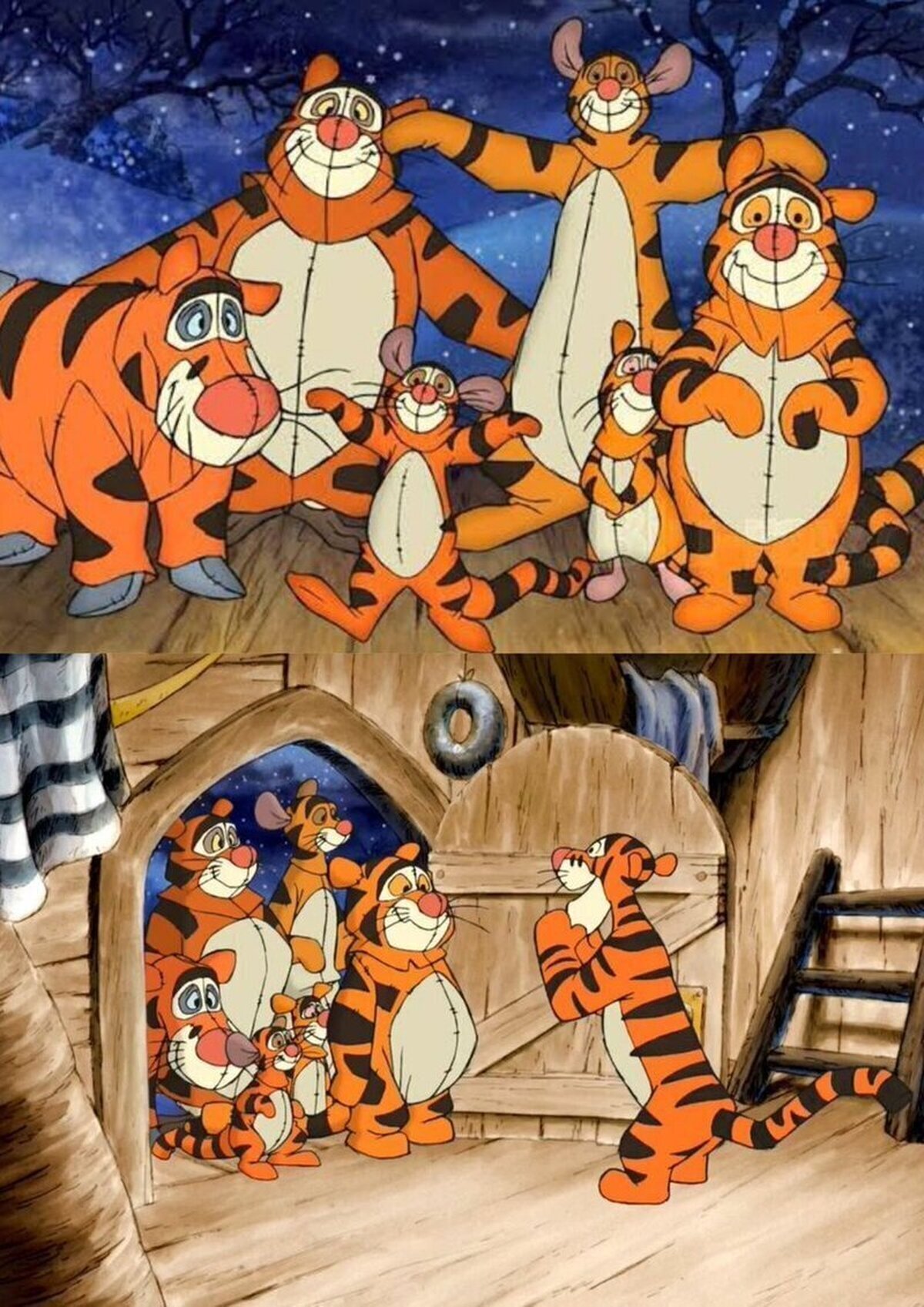 Como olvidar cuando los amigos de Tigger se disfrazaron de tiggers porque Tigger nunca encontró a su familia
