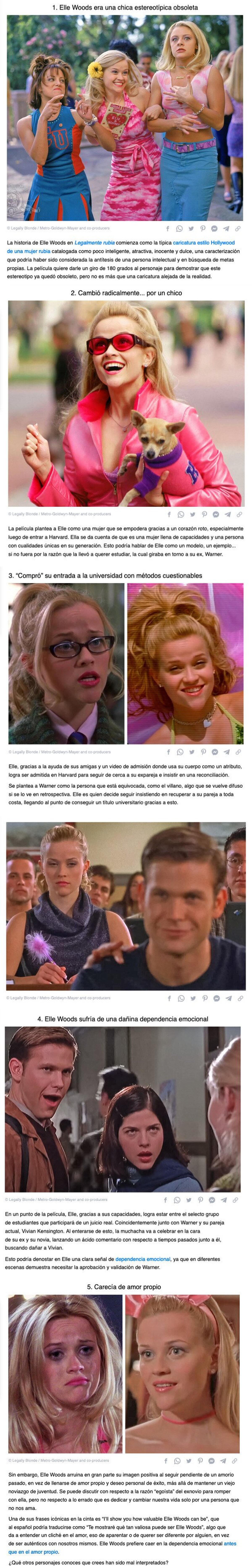 GALERÍA: 5 Razones por las que Elle Woods de “Una rubia muy legal” no debería ser una inspiración para las mujeres