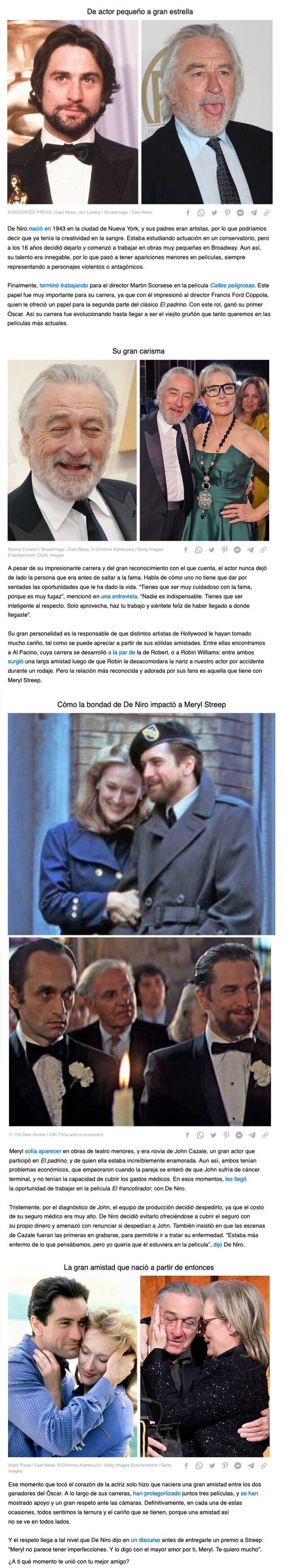 GALERÍA: Cómo la bondad de Robert De Niro lo llevó a tener una amistad tan fuerte como el acero con Meryl Streep