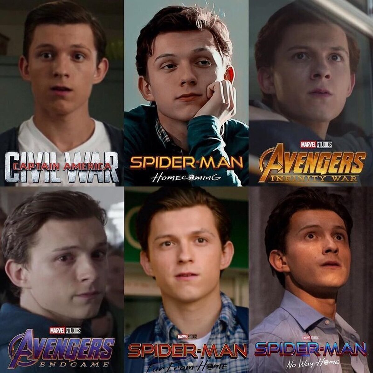 La evolución de Tom Holland en las películas de Spiderman.  