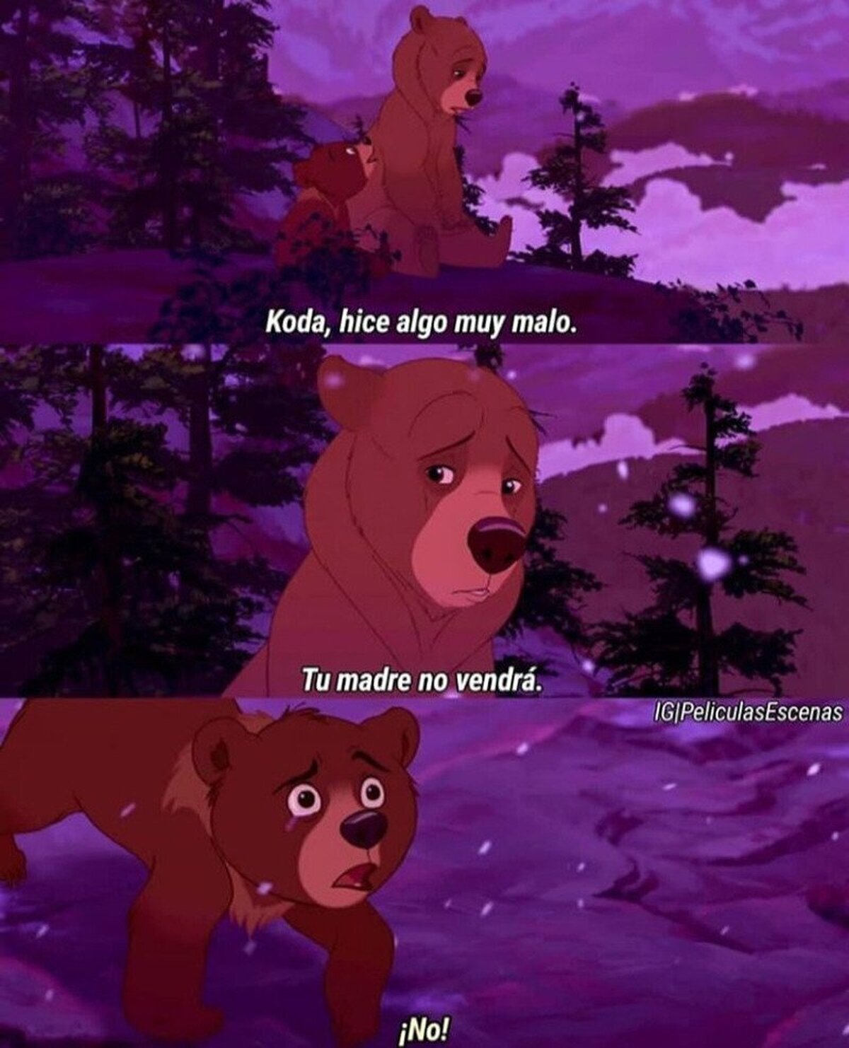 Kenai confesando la verdad a Koda es de los momentos mas fuertes y tristes de las peliculas animadas de Disney 